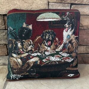 A Bold Bluff tapestry pillow by Cassius Marcellus Coolidge dogs playing poker
